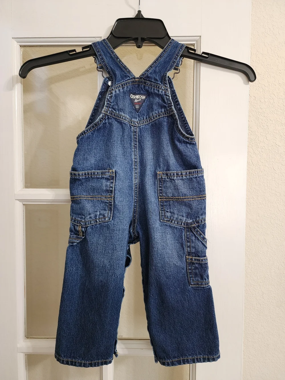 OshKosh B’gosh Denim Overalls 18M Carpenter Cargo Logo Bib Jeans
